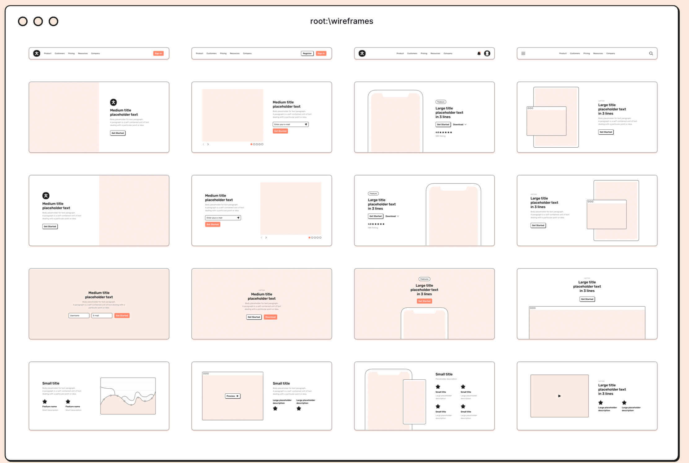 Wireframes for Sketch & Figma